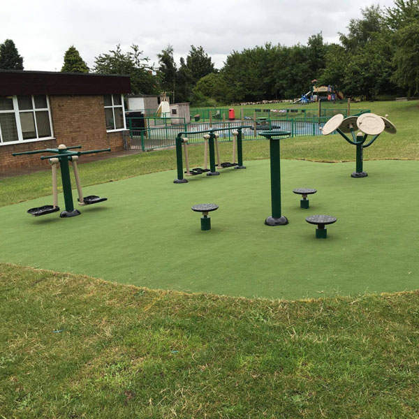 Fitness equipment at outdoor park in North Wales